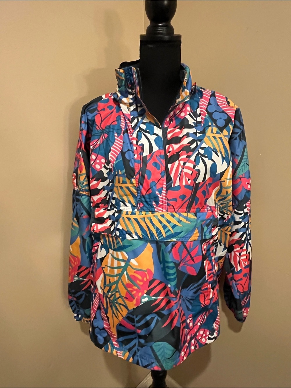 Lauren James Multi Color 1/2 Zip Anorak Pullover, pouch pocket, size Med